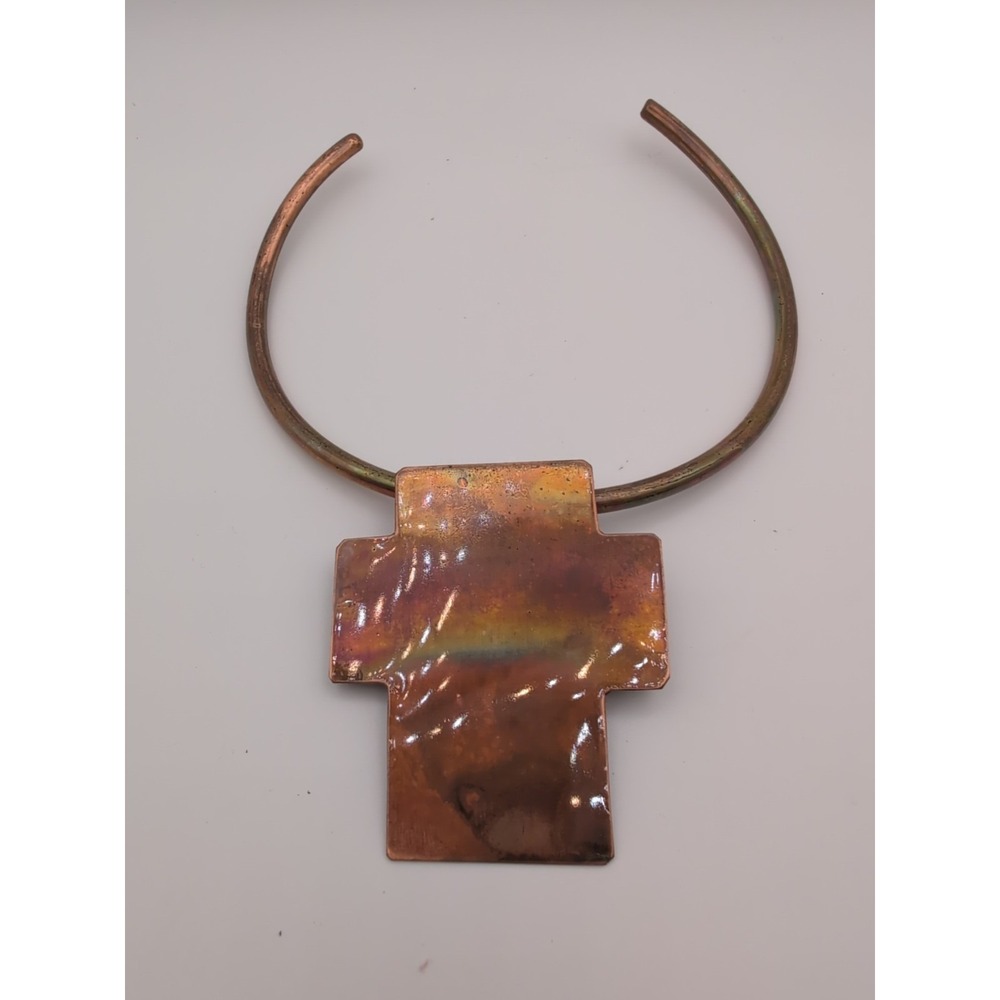 Copper Cross Necklace Choker Handmade Spiritual Boho Earthy vibes